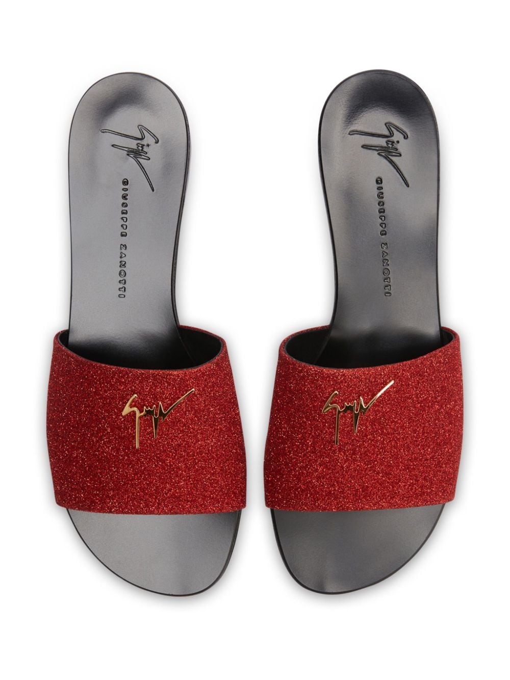 Shop Giuseppe Zanotti Shirley Glitter-detail Flat Sandals In Red