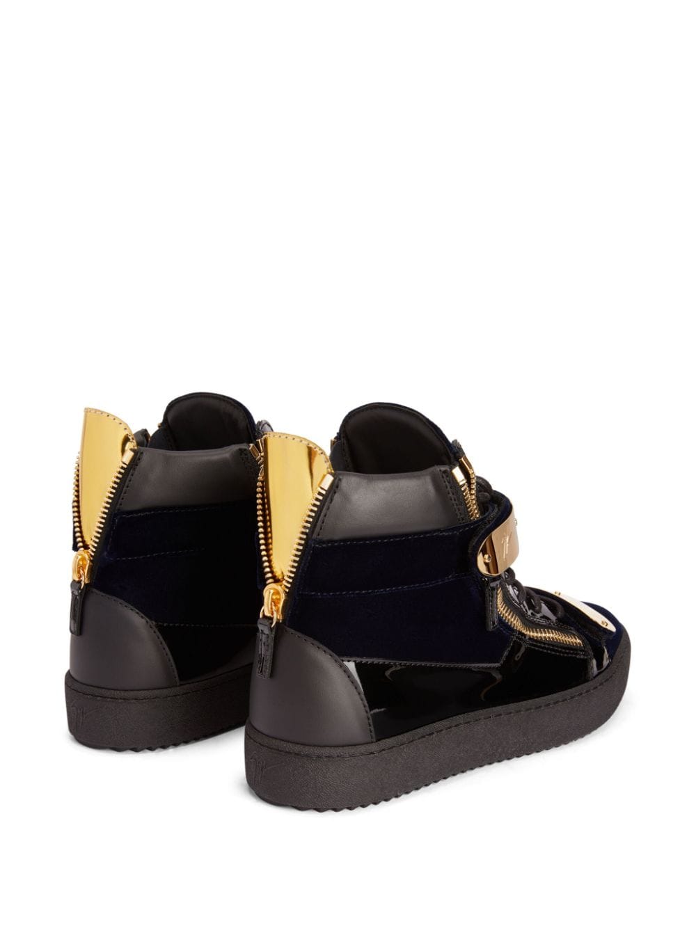 Shop Giuseppe Zanotti Coby Panelled Leather Sneakers In Blue