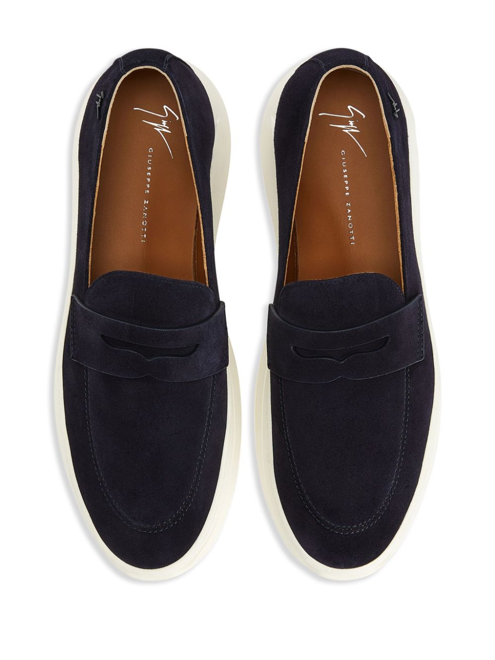 Shop Giuseppe Zanotti Conley Glam Logo-charm Loafers In Blau