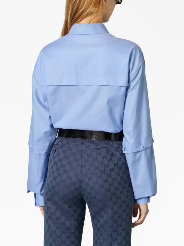 Gucci logo-patch detachable-sleeve Shirt | Blue | FARFETCH
