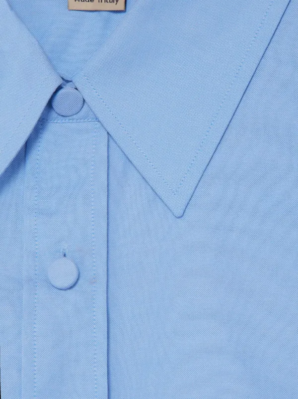 Gucci logo-patch detachable-sleeve Shirt | Blue | FARFETCH
