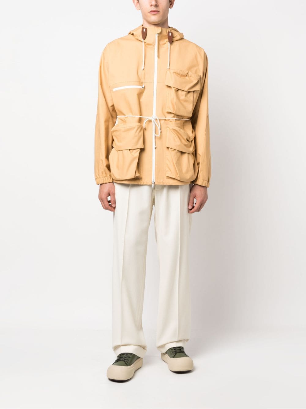 Jil Sander drawstring cotton parka coat - Beige