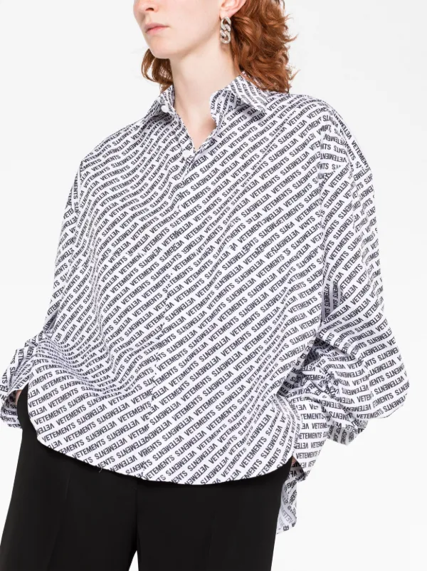 VETEMENTS logo-print Cotton Shirt | White | FARFETCH