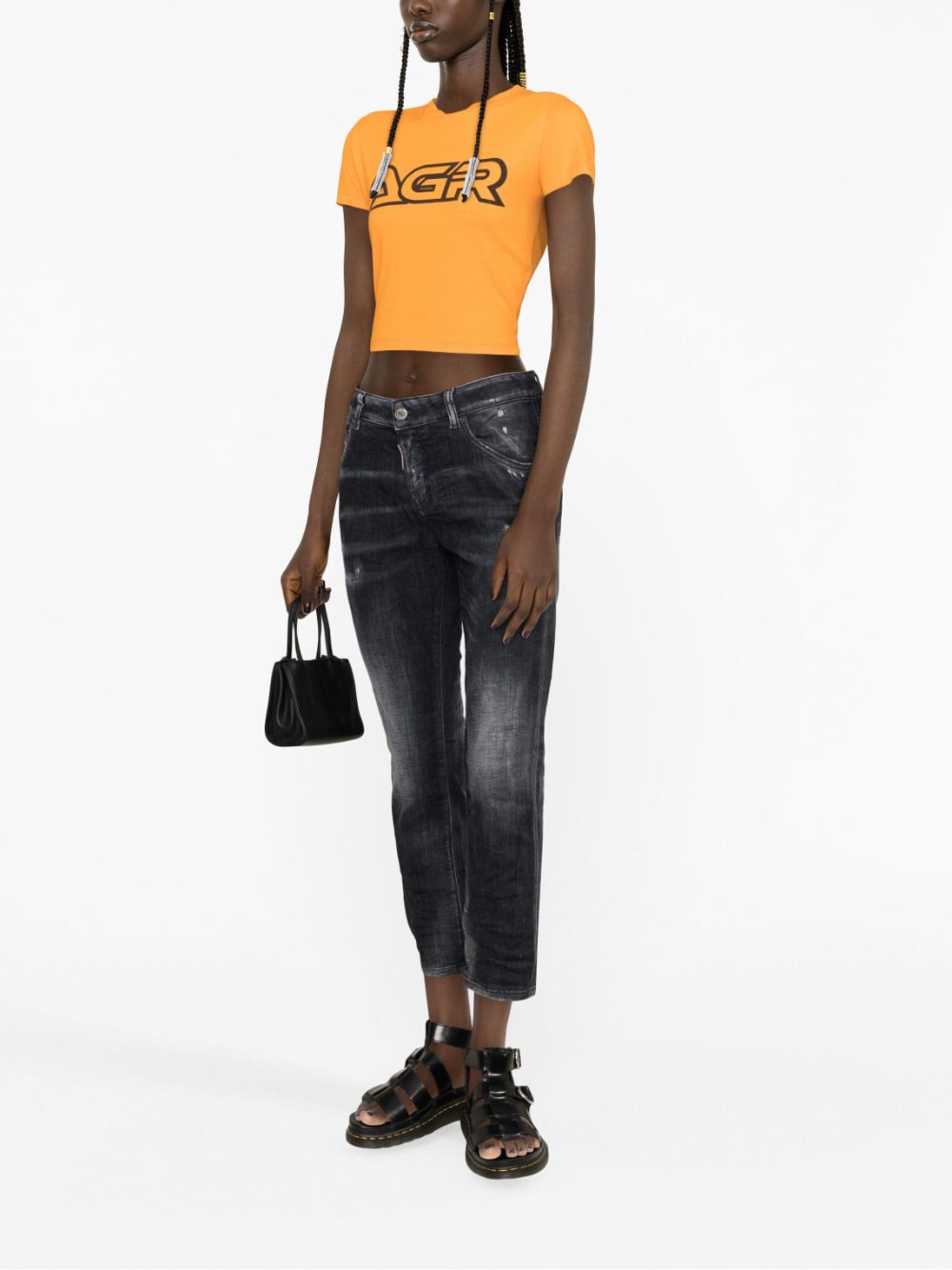 Shop Dsquared2 Cool Girl Distressed Slim-leg Jeans In Grey