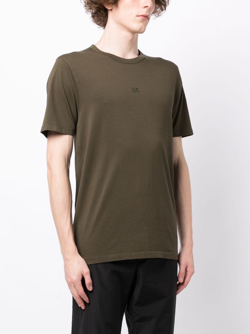 Shop C.p. Company Logo-print Cotton T-shirt In Brown