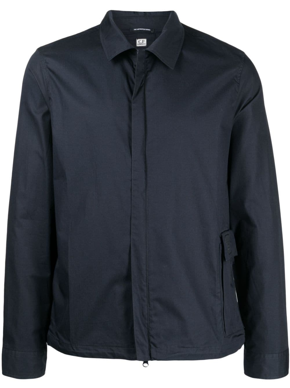 C.p. Company Zipped Cotton Shirt Jacket In Blau