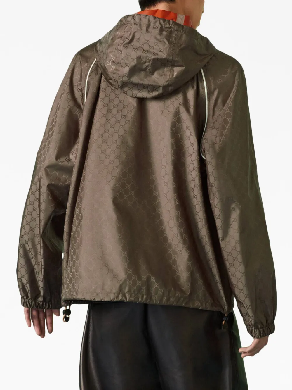 Gucci Double G Slouch-hood Jacket In Brown