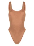 Hunza G open-back crinkled-finish swimsuit - Brown