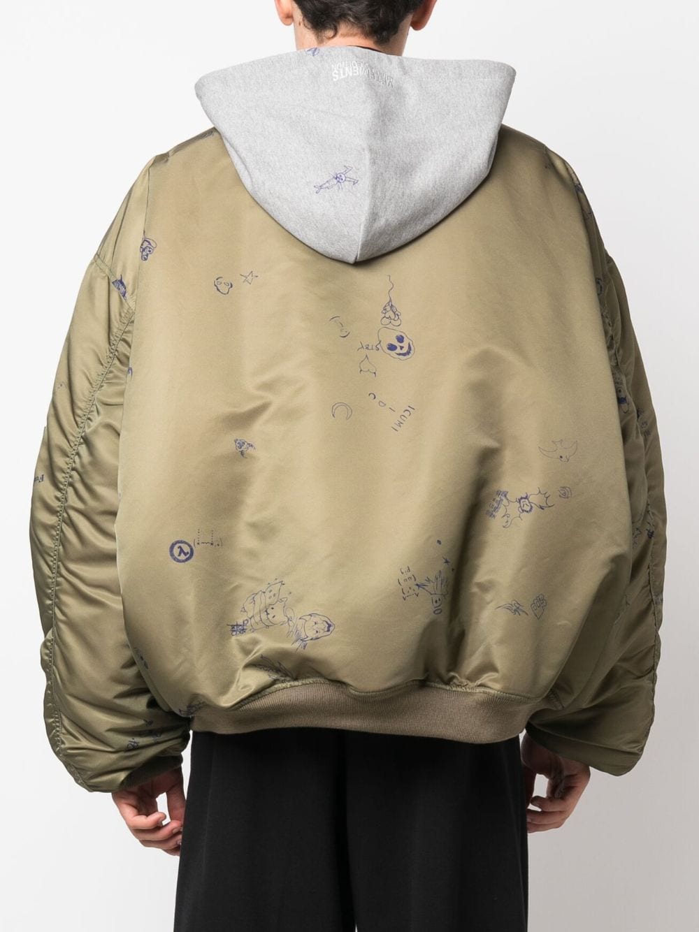 doodle-print bomber jacket