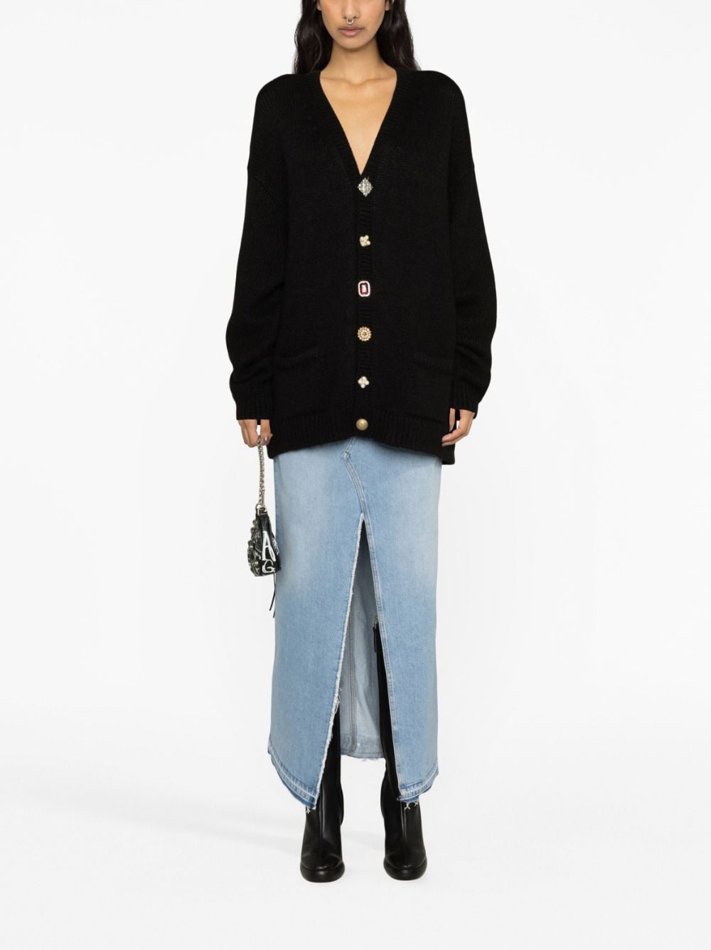 VETEMENTS oversized embellished cardigan - Zwart