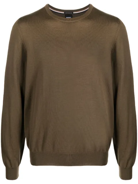 BOSS logo-embroidered cotton jumper 
