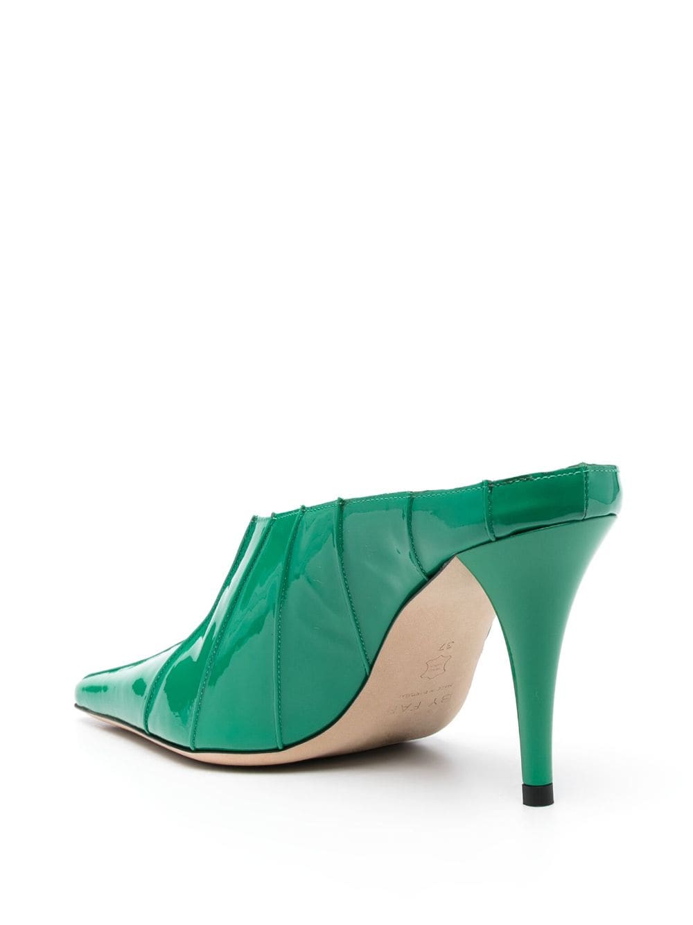 Shop By Far Trish 100mm Patent Leather Mules In Green