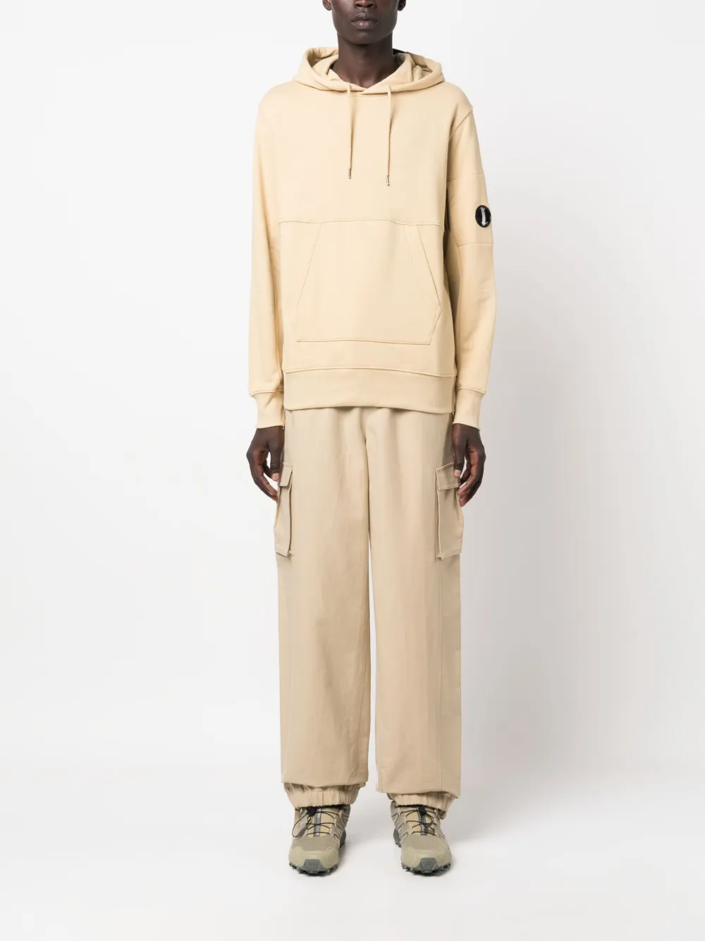 C.P. Company Lens-detail hooded cotton jumper - Beige