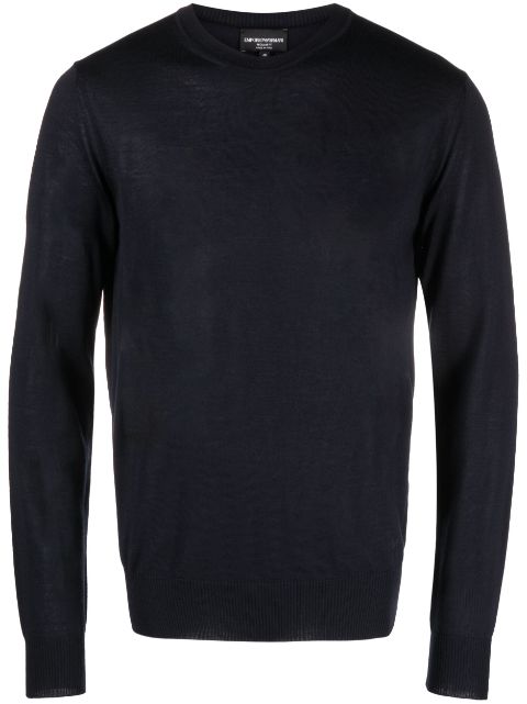 Emporio Armani embroidered-logo wool knit sweater Men