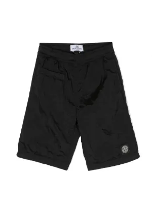 Stone Island Junior Compass logo patch Shorts Farfetch