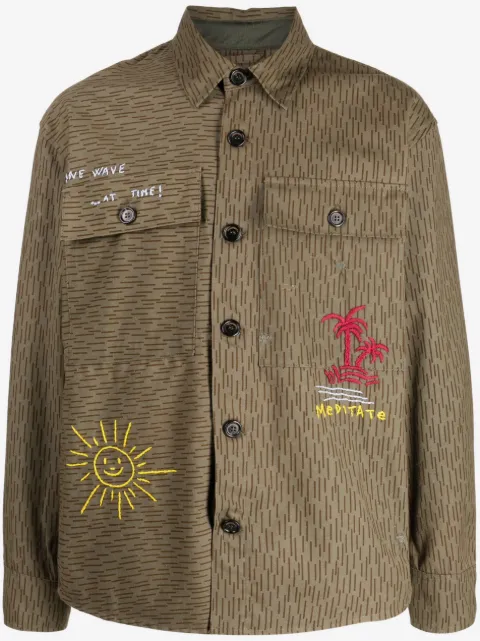 PRESIDENT'S motif-embroidered cotton shirt