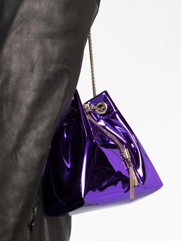 Jimmy Choo Bon Bon patent-leather Bucket Bag | Purple