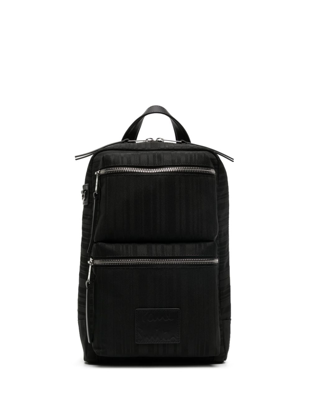 Paul Smith Logo-patch Striped Messenger Bag In 黑色