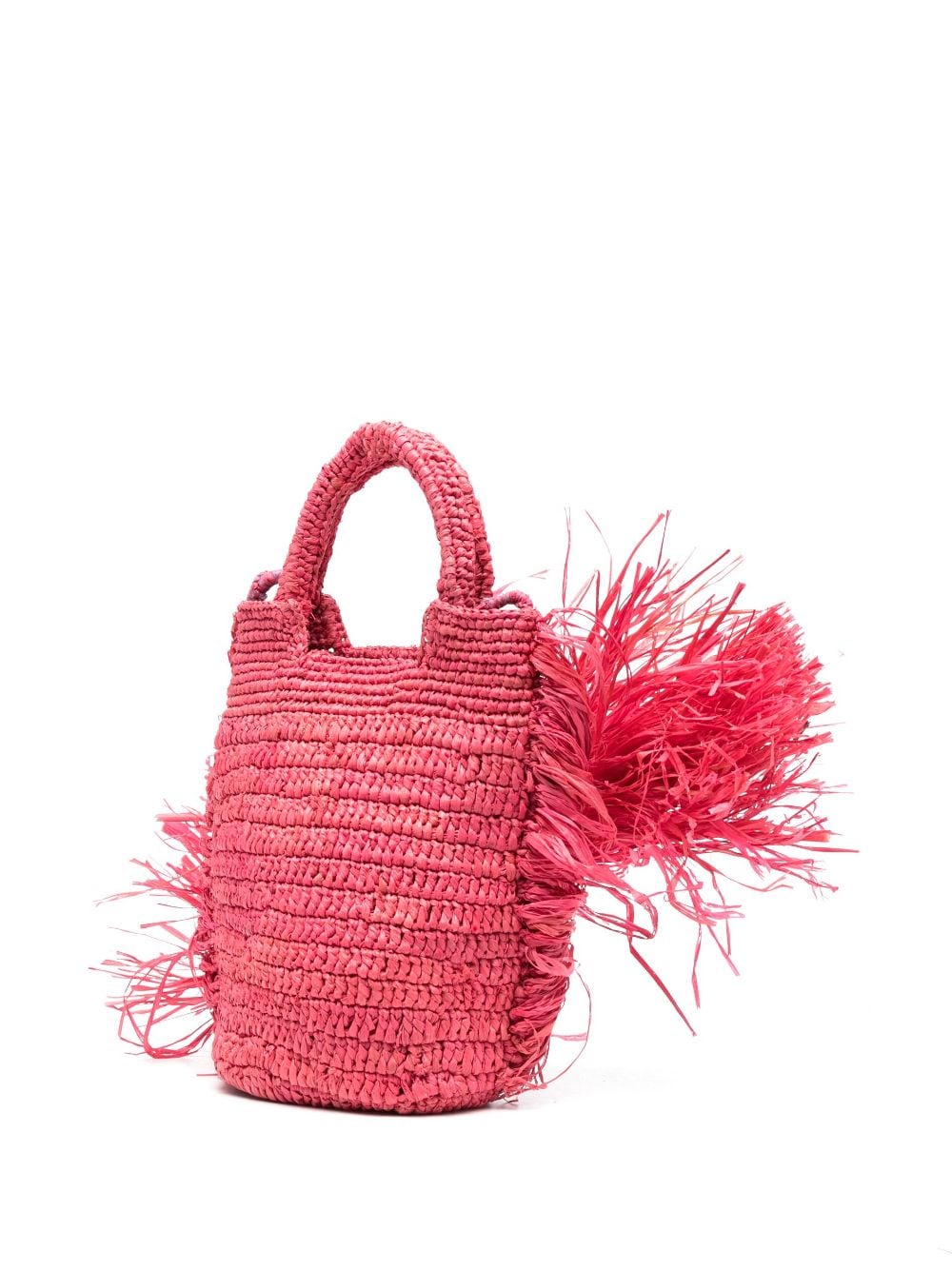 Shop Made For A Woman Kifafa Frange Straw Crossbody Bag In Pink
