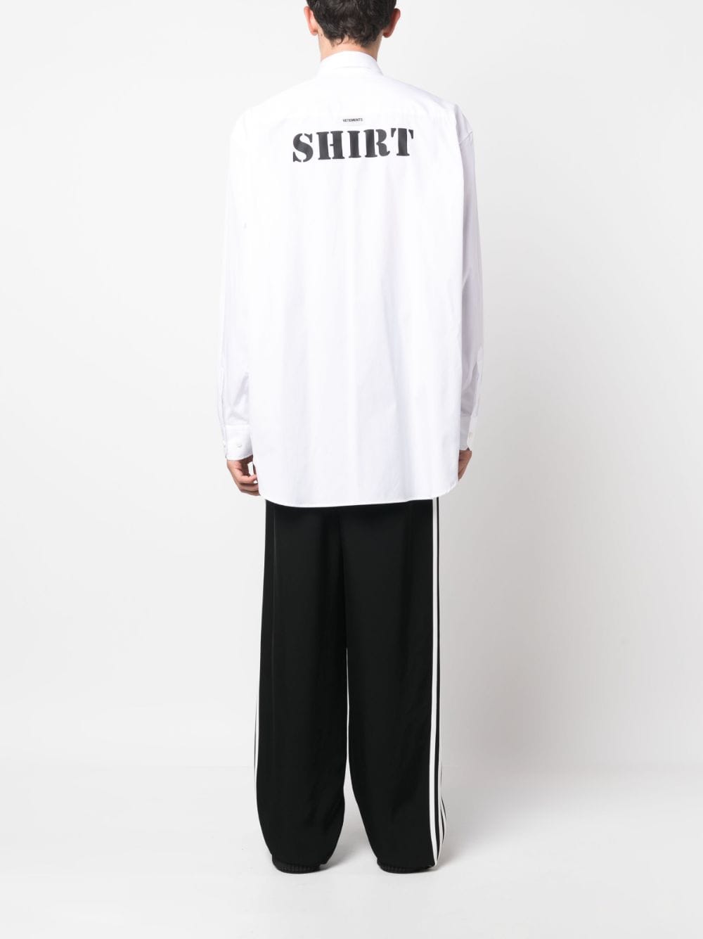 Shop Vetements Slogan-print Cotton Shirt In White