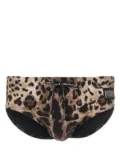 Dolce & Gabbana leopard-print swim briefs - Brown