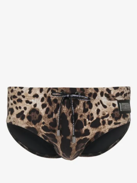 Dolce & Gabbana leopard-print swim briefs