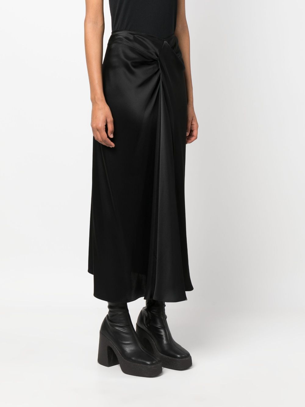 Shop Stella Mccartney Twist-detail Draped Midi Skirt In Schwarz