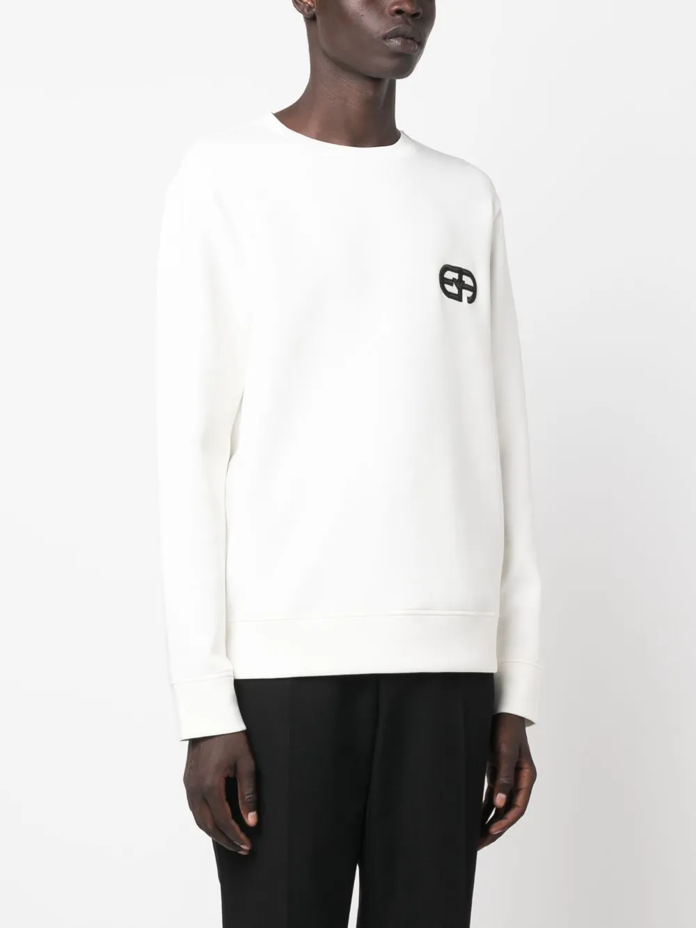 Emporio Armani Men's Logo Cotton Sweatshirt In White