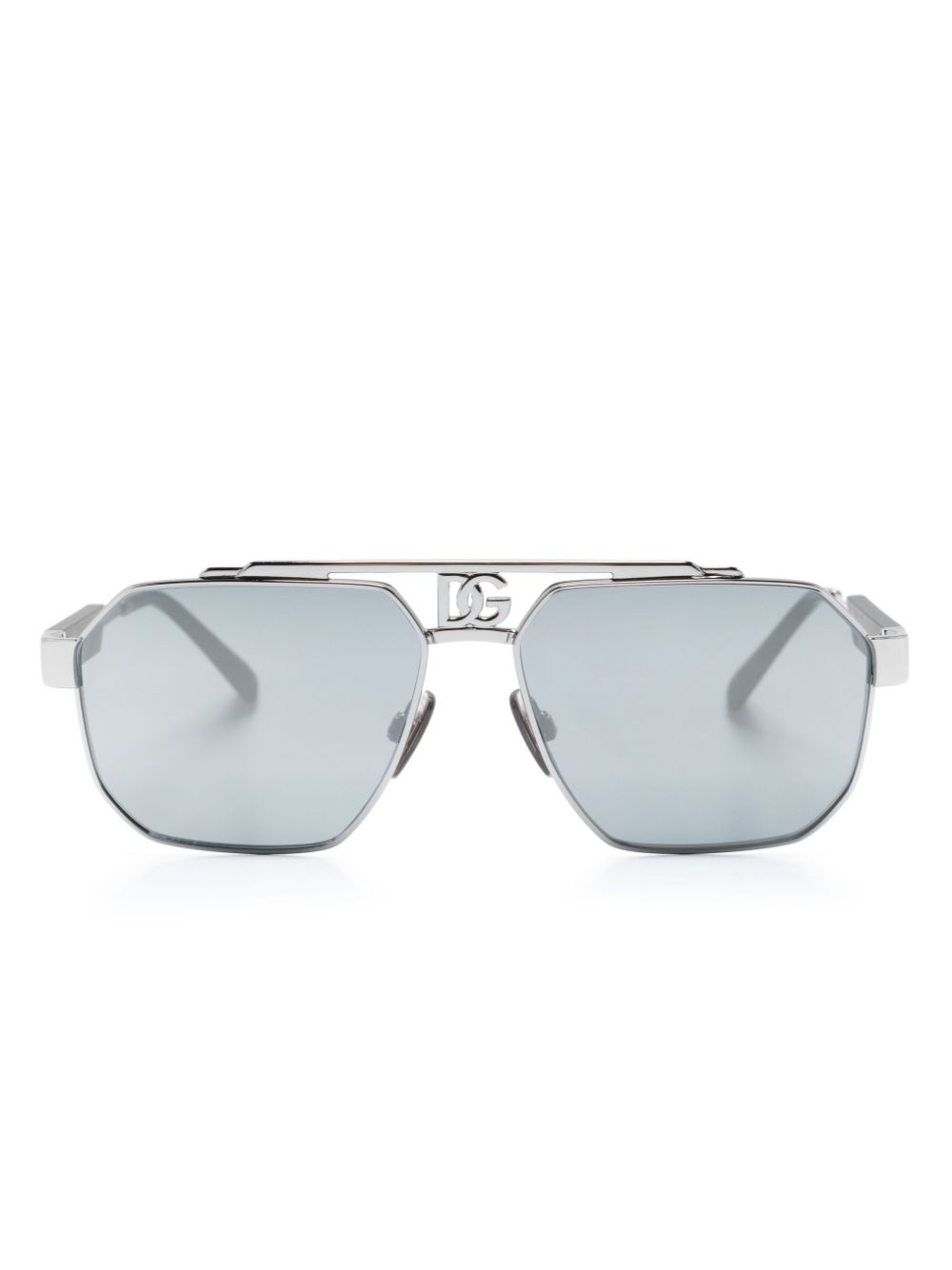 Dolce & Gabbana Eyewear monogram-plaque pilot-frame sunglasses - Silver