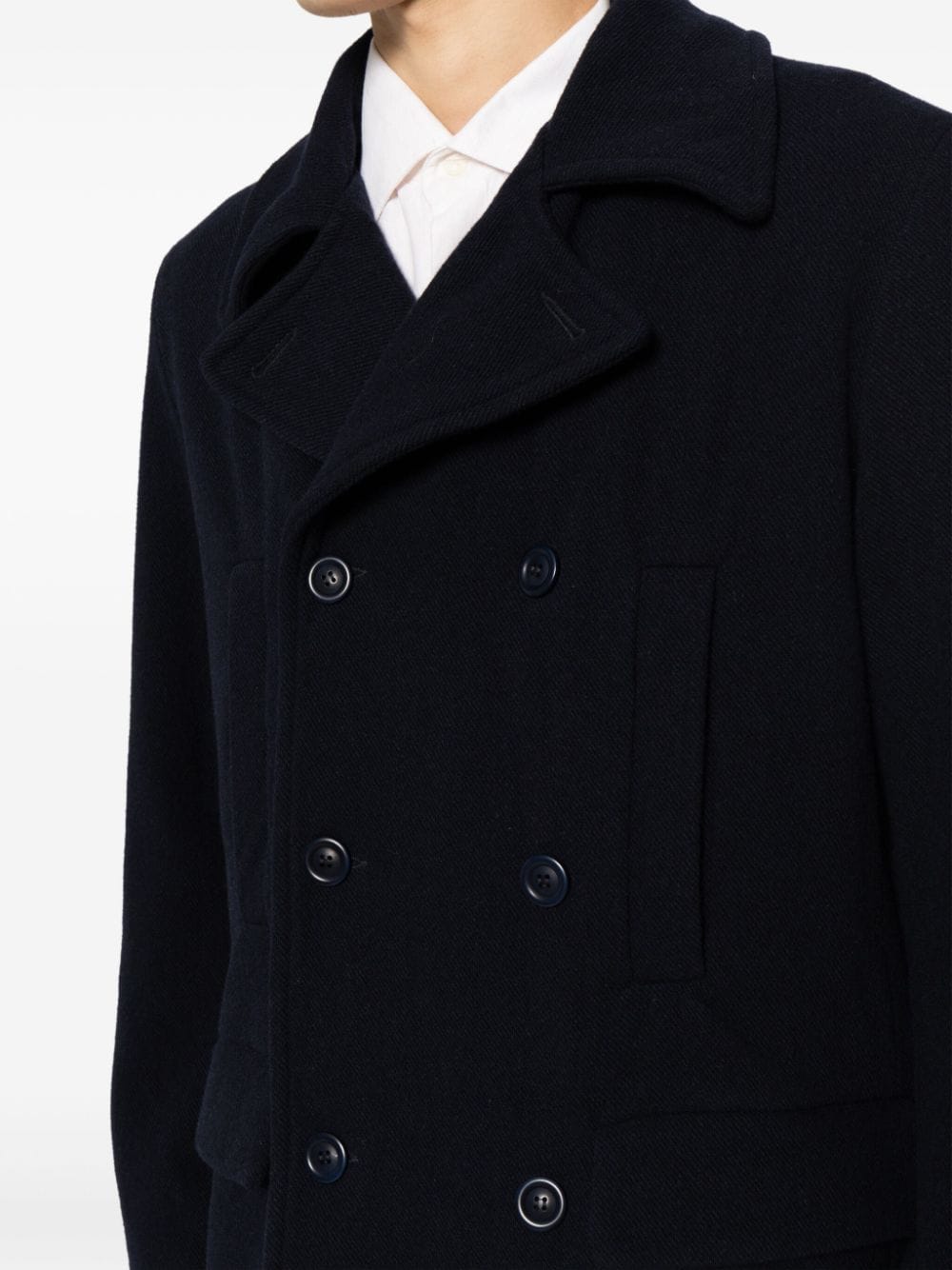 Shop Casey Casey Double-breast Wool-blend Coat In Blue