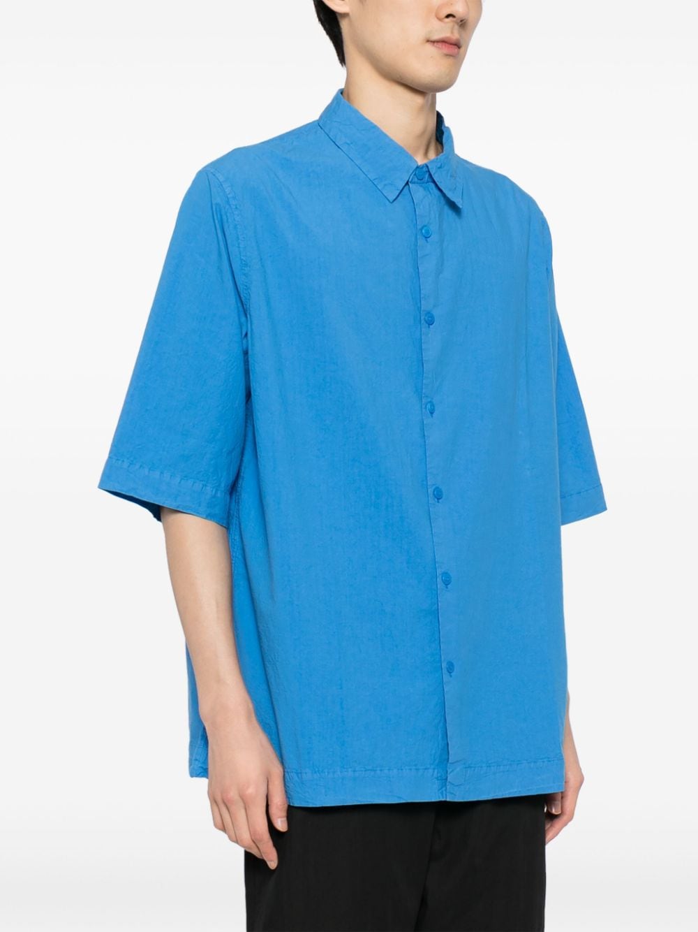 Shop Casey Casey Double Dyed Steven Cotton Shirt In Blue