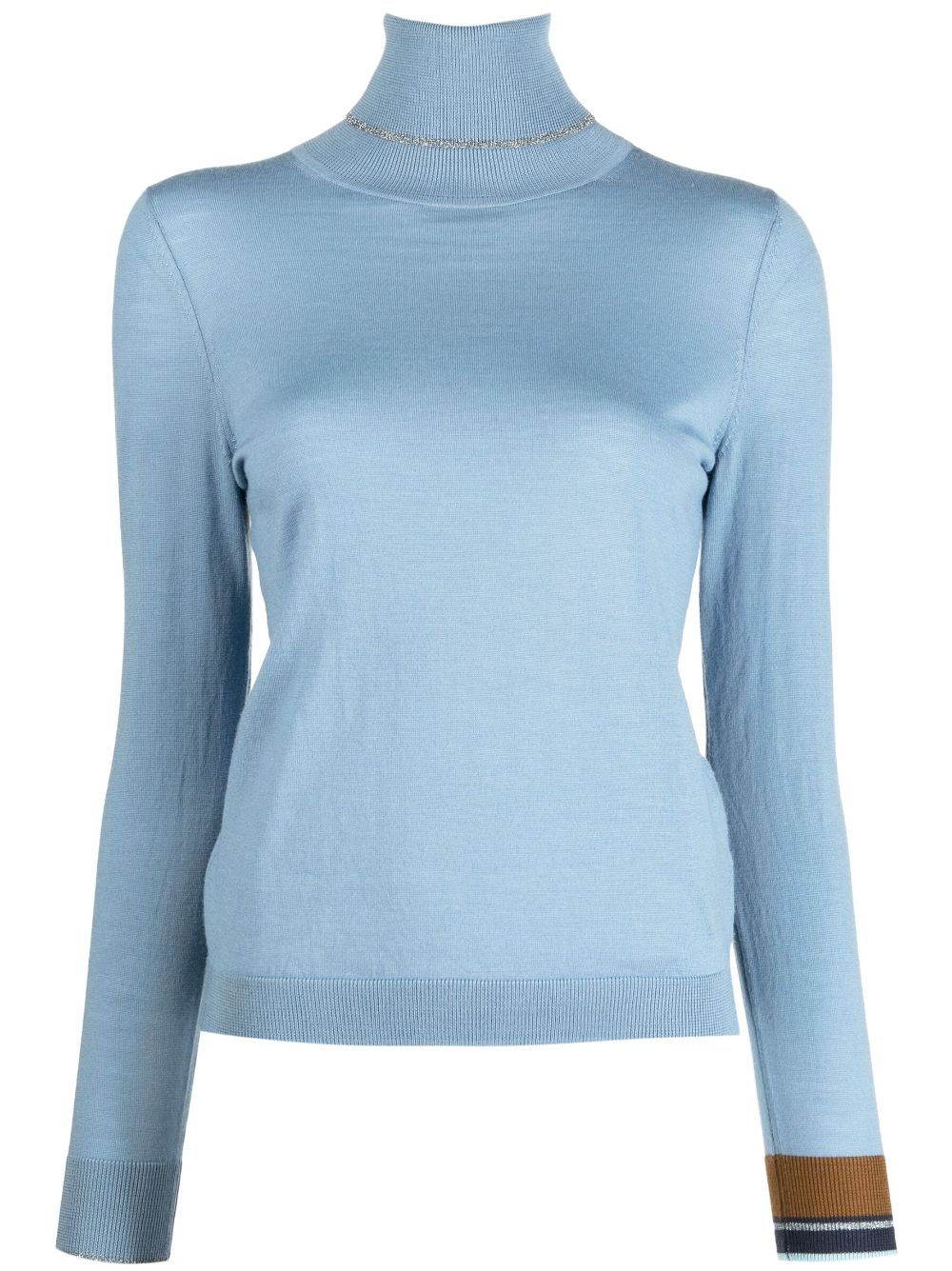 Ps By Paul Smith Roll-neck Long-sleeve Knitted Top In Ptblu