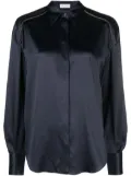 Brunello Cucinelli Monili bead-embellished silk shirt - Blue