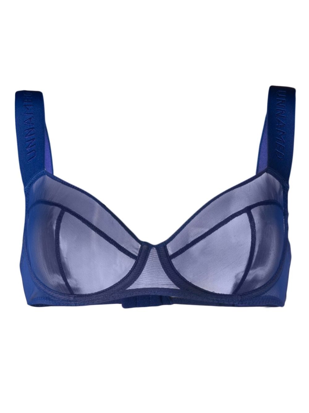 Zhilyova Unnamed 9 logo-print tulle bra - Blue