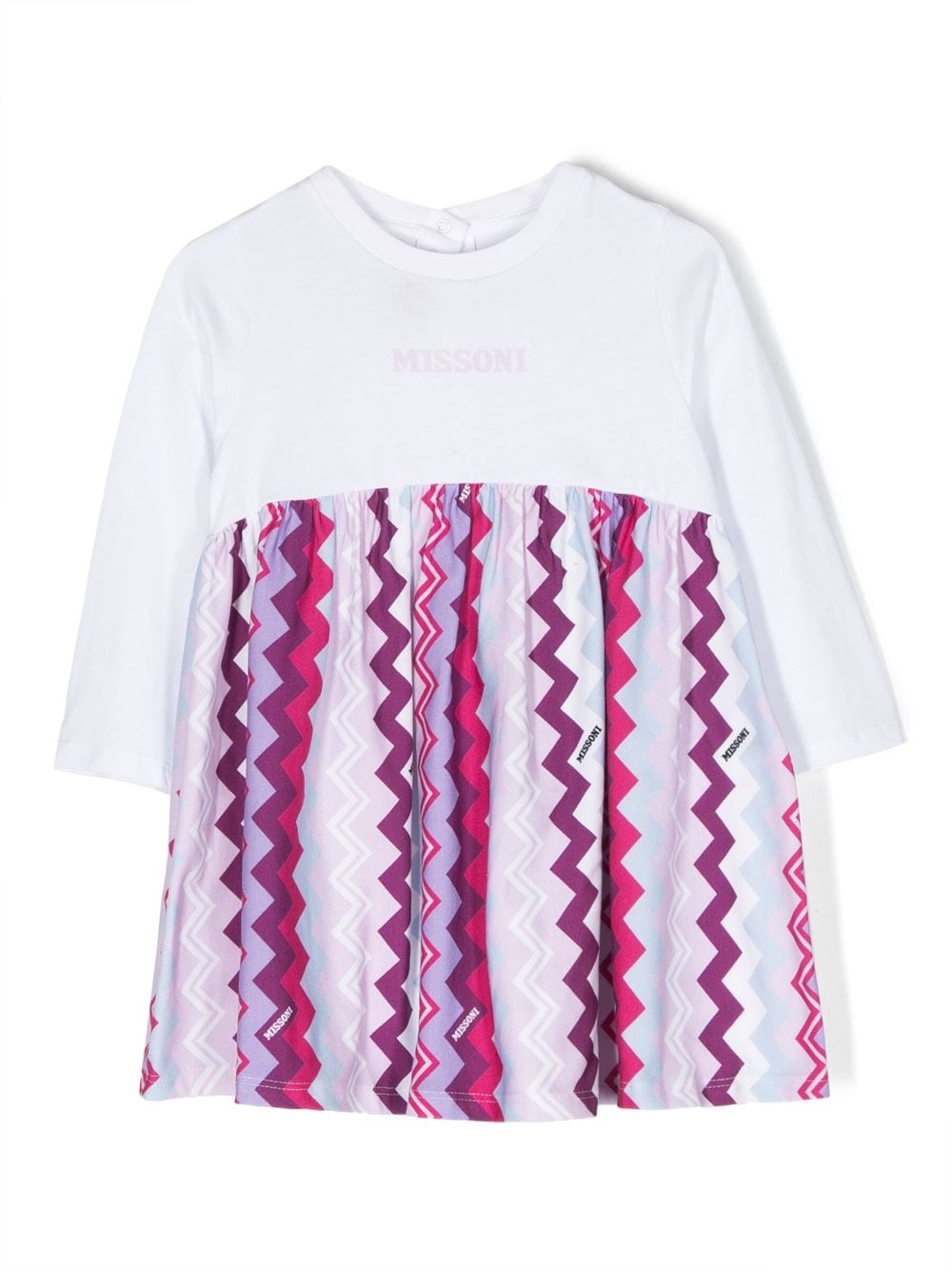 Missoni Kids chevron-print branded dress - Pink