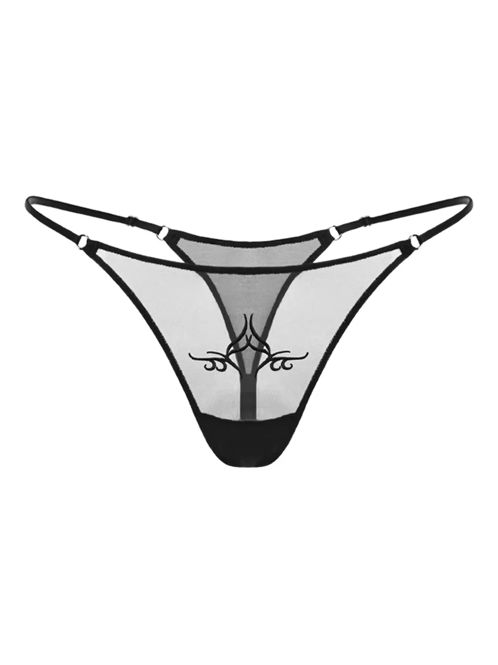 Zhilyova Tribal embroidered-motif thong | Black | Image 1