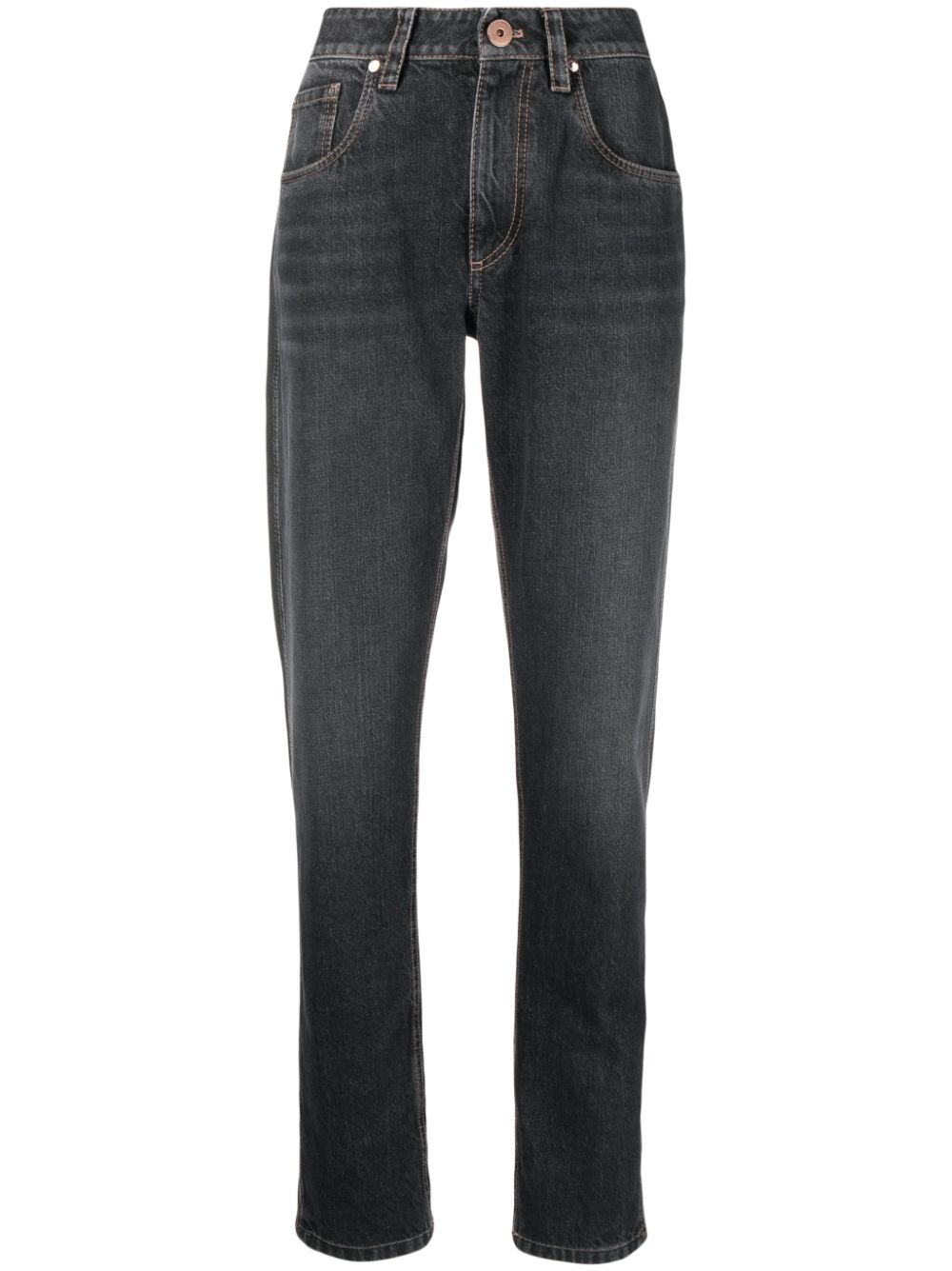 Brunello Cucinelli logo-patch straight-leg jeans - Grey