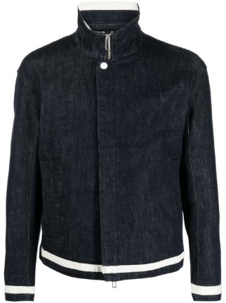 Emporio Armani logo embroidered Striped Denim Jacket Farfetch