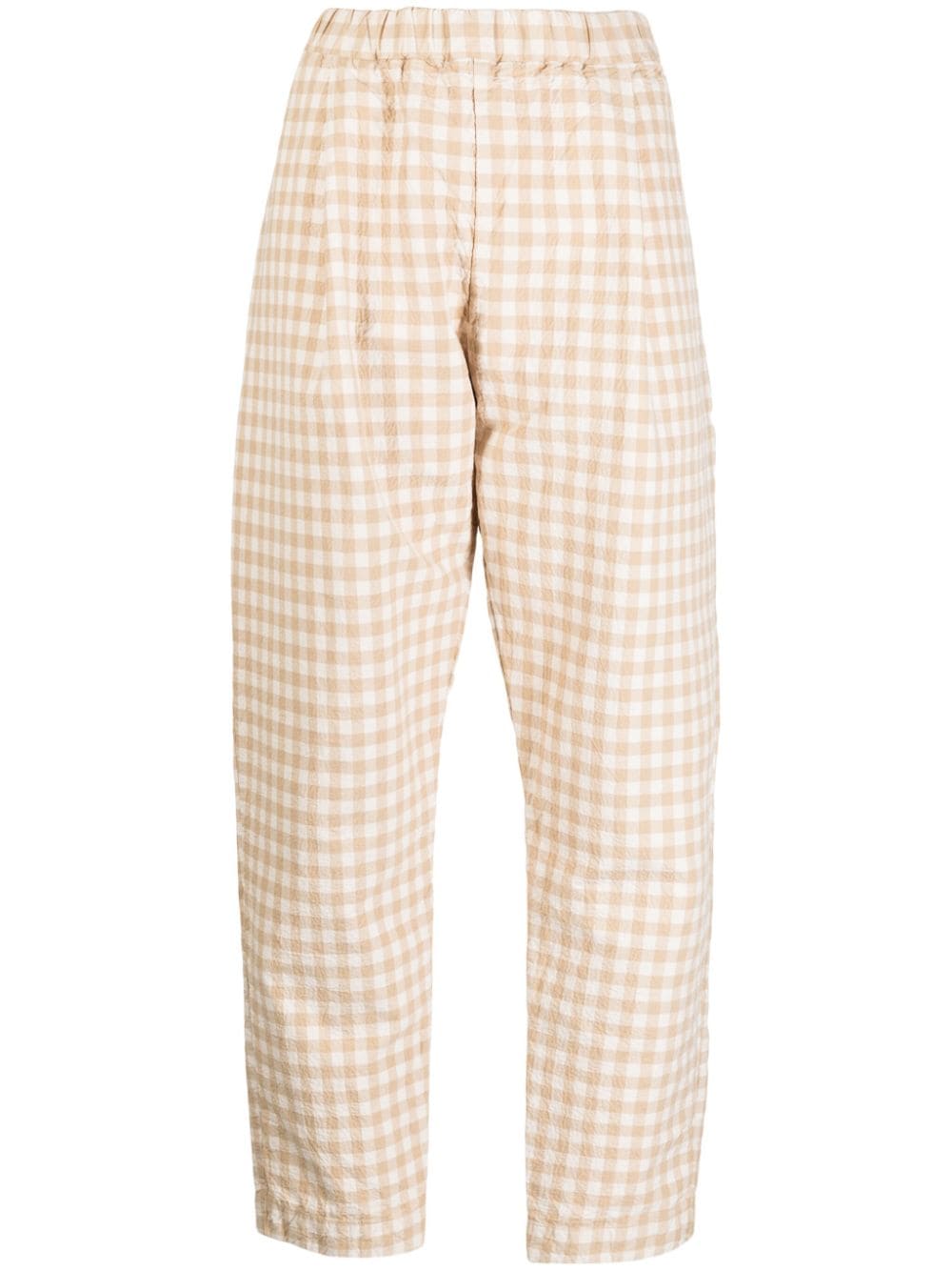 Casey Casey Check-print Elasticated-waistband Trousers In Neutrals
