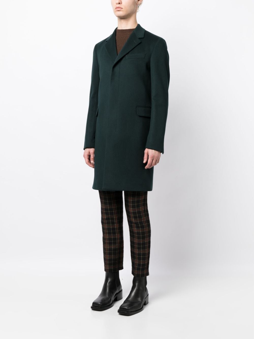 Shop Paul Smith Single-breasted Wool-cashmere Blend Coat In Green