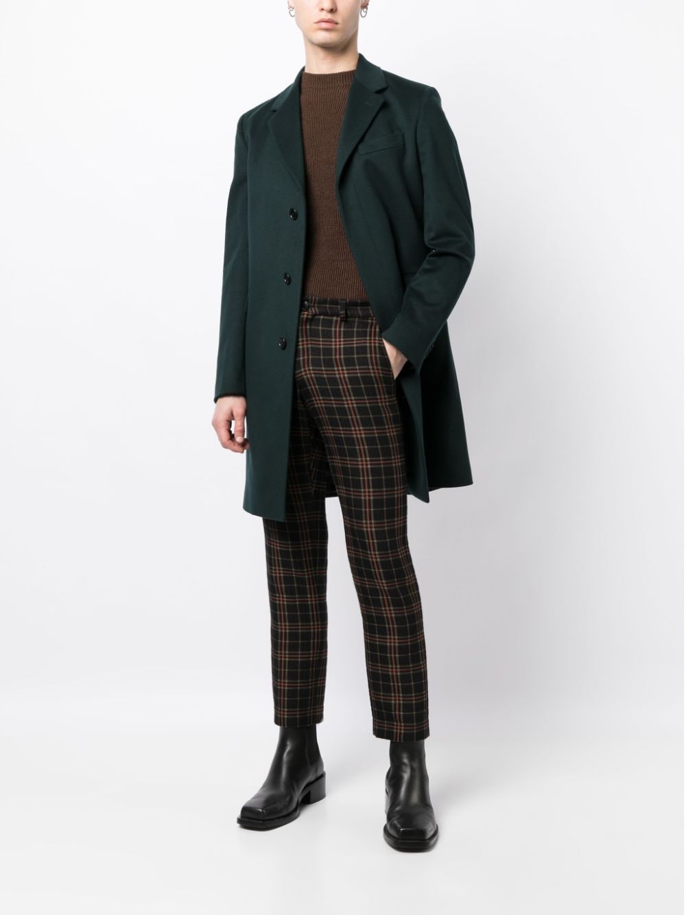 Shop Paul Smith Single-breasted Wool-cashmere Blend Coat In Green
