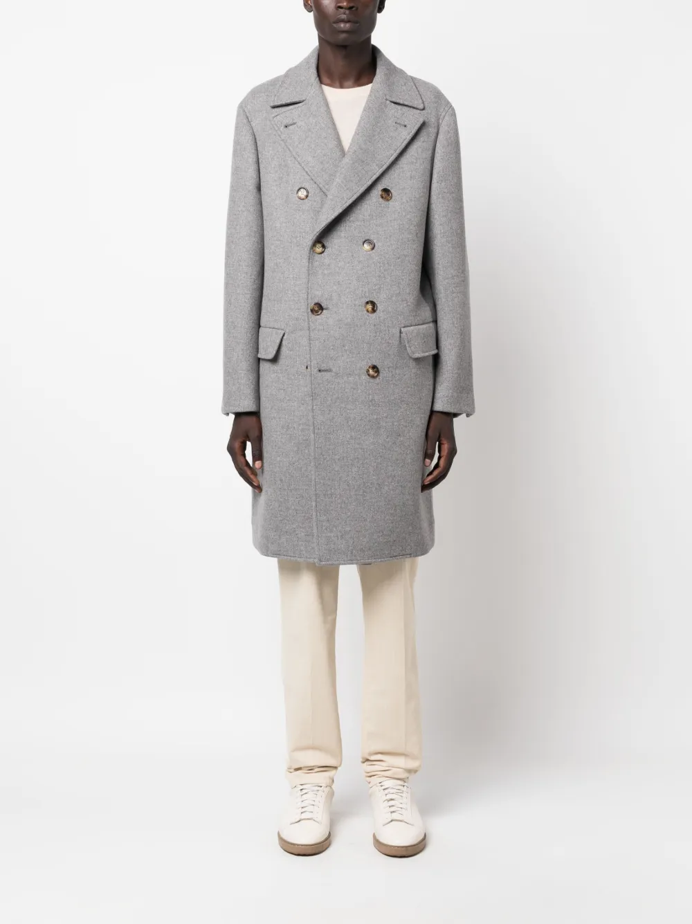 Brunello Cucinelli double-breasted wool-cashmere coat - Grijs