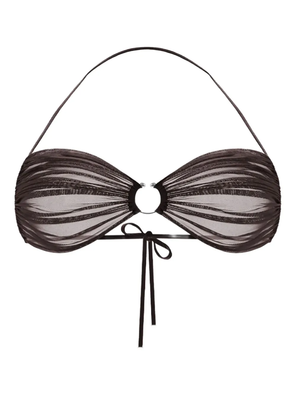 Zhilyova Icon gathered-tulle halterneck bra | Brown | Image 1