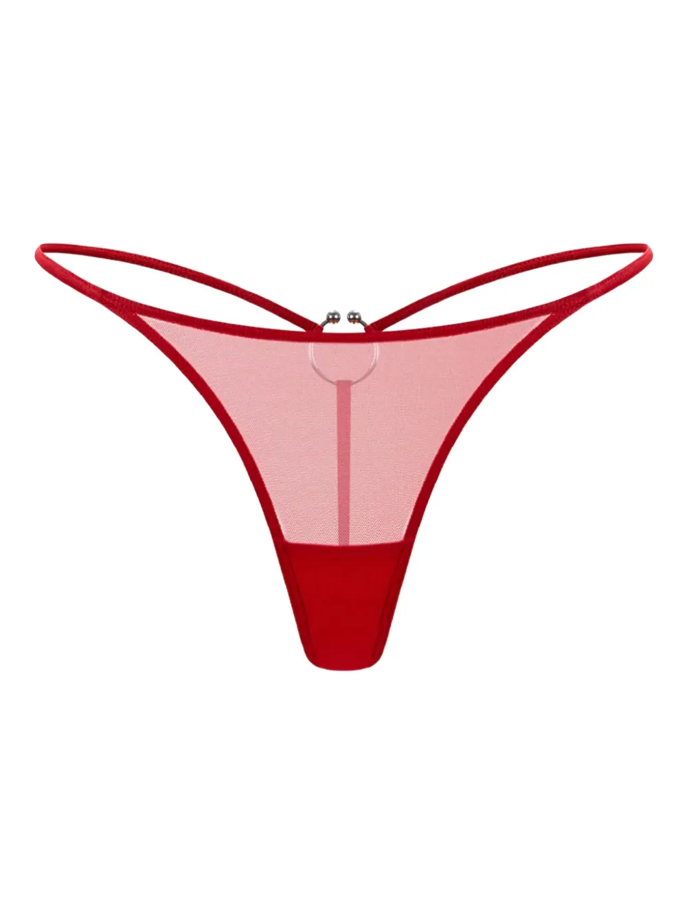 Zhilyova Dune ring-hardware sheer thong | Red | Image 1
