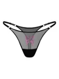Zhilyova Butterfly-embroidery tulle thong - Black