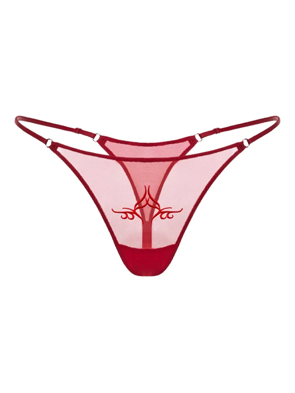 Zhilyova Tribal embroidered-motif thong | Red | Image 1