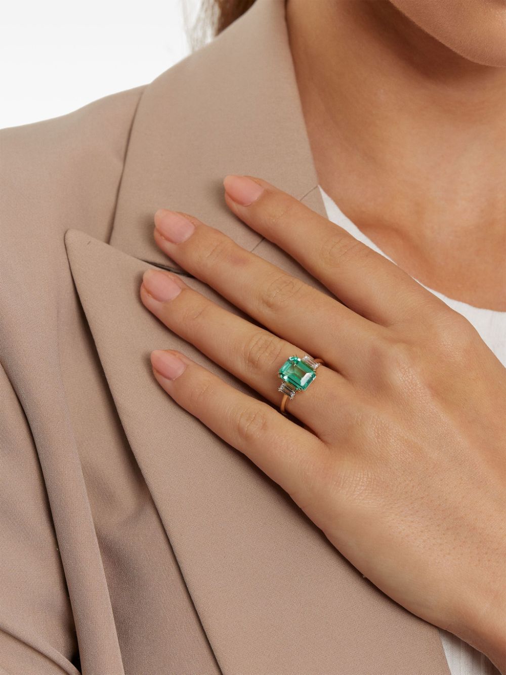 Shop Veynou 14kt Recycled Yellow Gold Eden Emerald And Diamond Ring