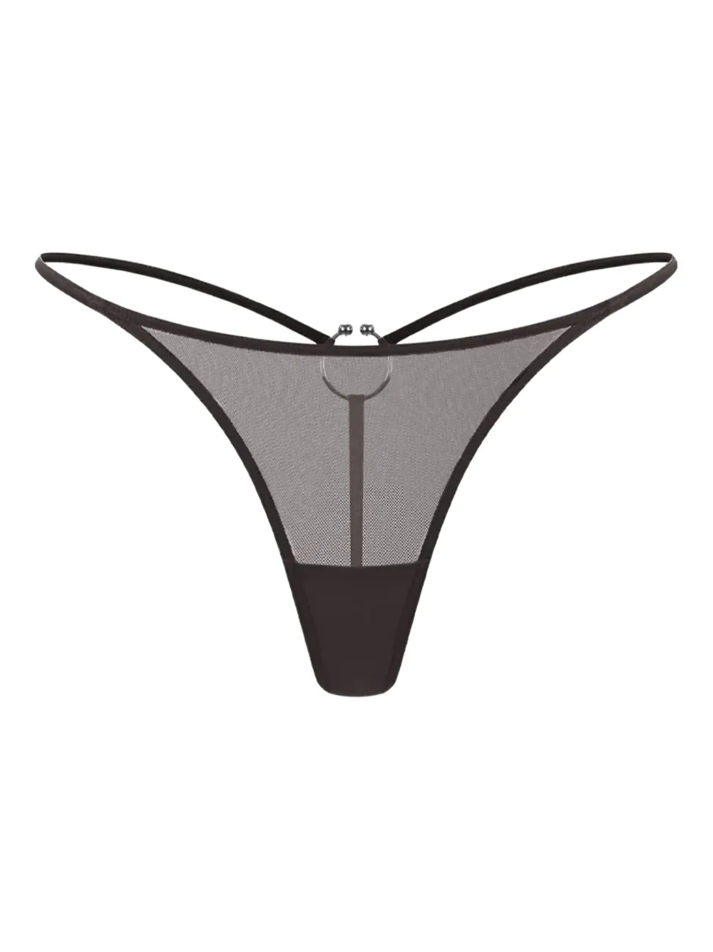 Zhilyova Dune ring-hardware sheer thong | Brown | Image 1