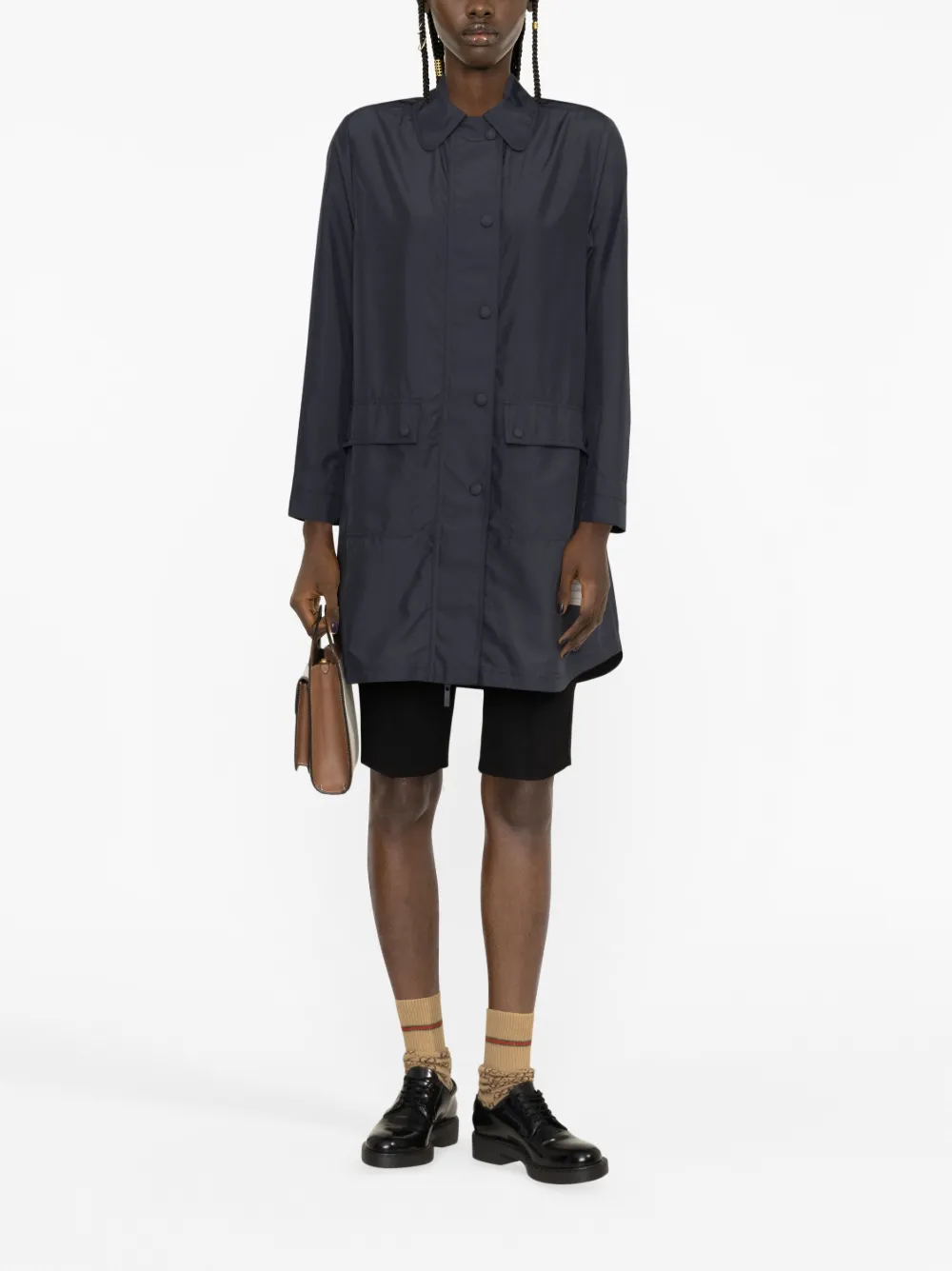 Thom Browne rounded-collar button-up coat - Blauw