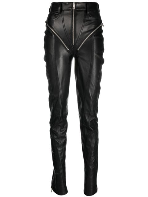 Mugler zip-embellished leather trousers